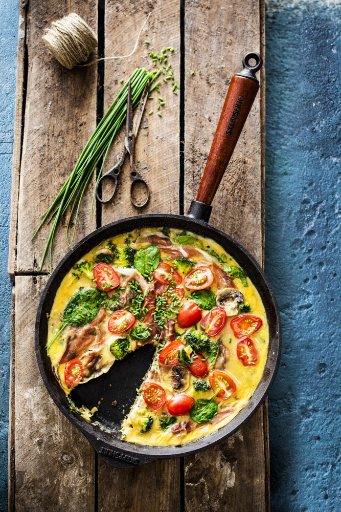 Æggekage med parmaskinke