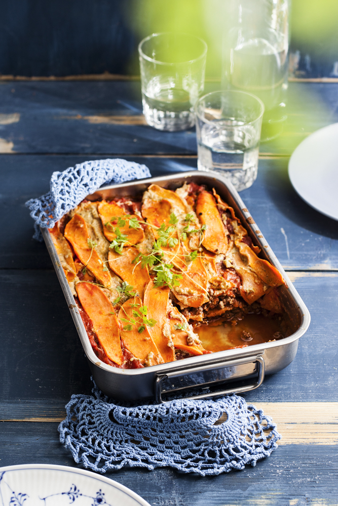 Lasagne med sødekartofler